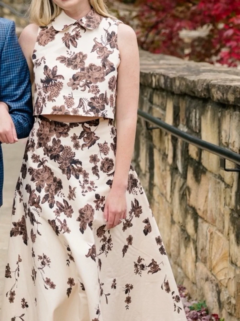 ANTONIO MELANI Cream Two-Piece Floral Midi Set - Picture 1 of 6